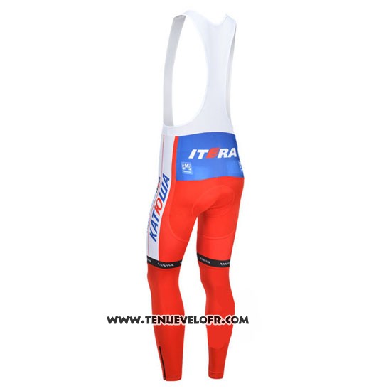 2013 Maillot Ciclismo Katusha Blanc et Rouge Manches Longues et Cuissard